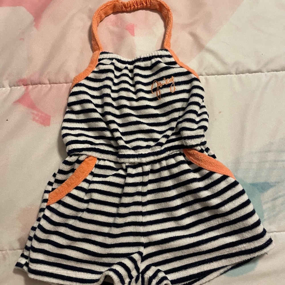 Juicy Couture Navy Blue & White Striped Terry Cloth Jumper - Toddler Size 2T